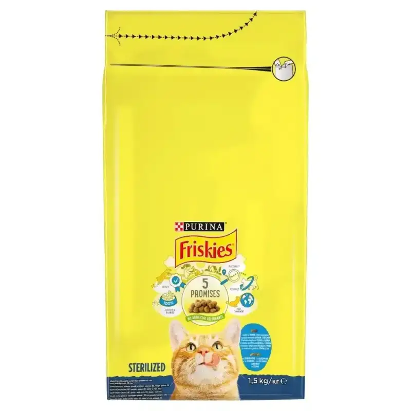 FRISKIES Cat Sterile łosoś i  tuńczyk z warzywami 1,5kg