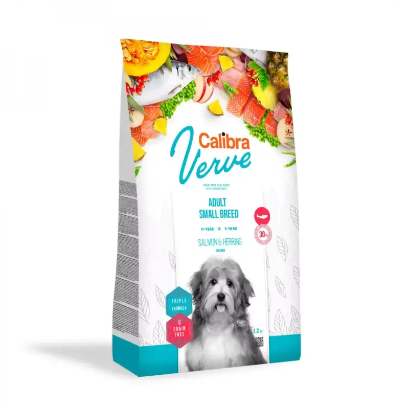 Calibra Dog Verve GF Adult Small łosoś i śledź 1,2kg