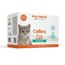 Calibra Cat Life Sterilised Multipack Łosoś, kaczka w sosie 12x85g