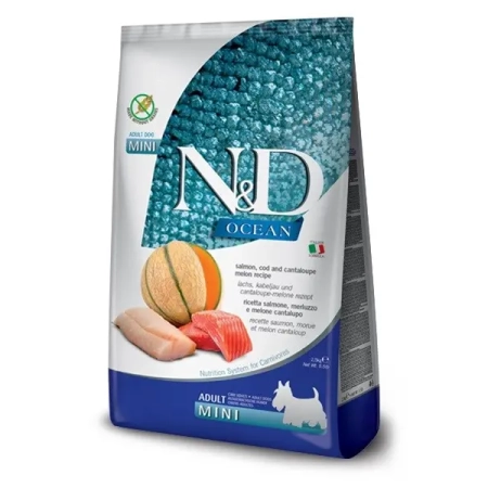 Farmina N&D Ocean Adult Mini Łosoś, Dorsz i Melon 2,5kg