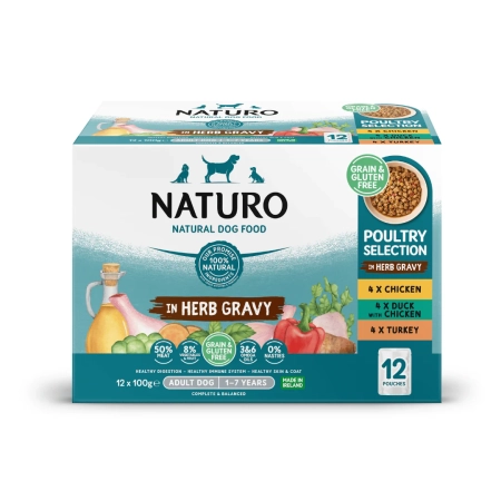 Naturo Adult bez zbóż i glutenu Mix w Sosie Ziołowym 12x100g