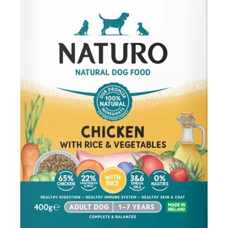 Naturo Adult Kurczak z ryżem i warzywami 400g